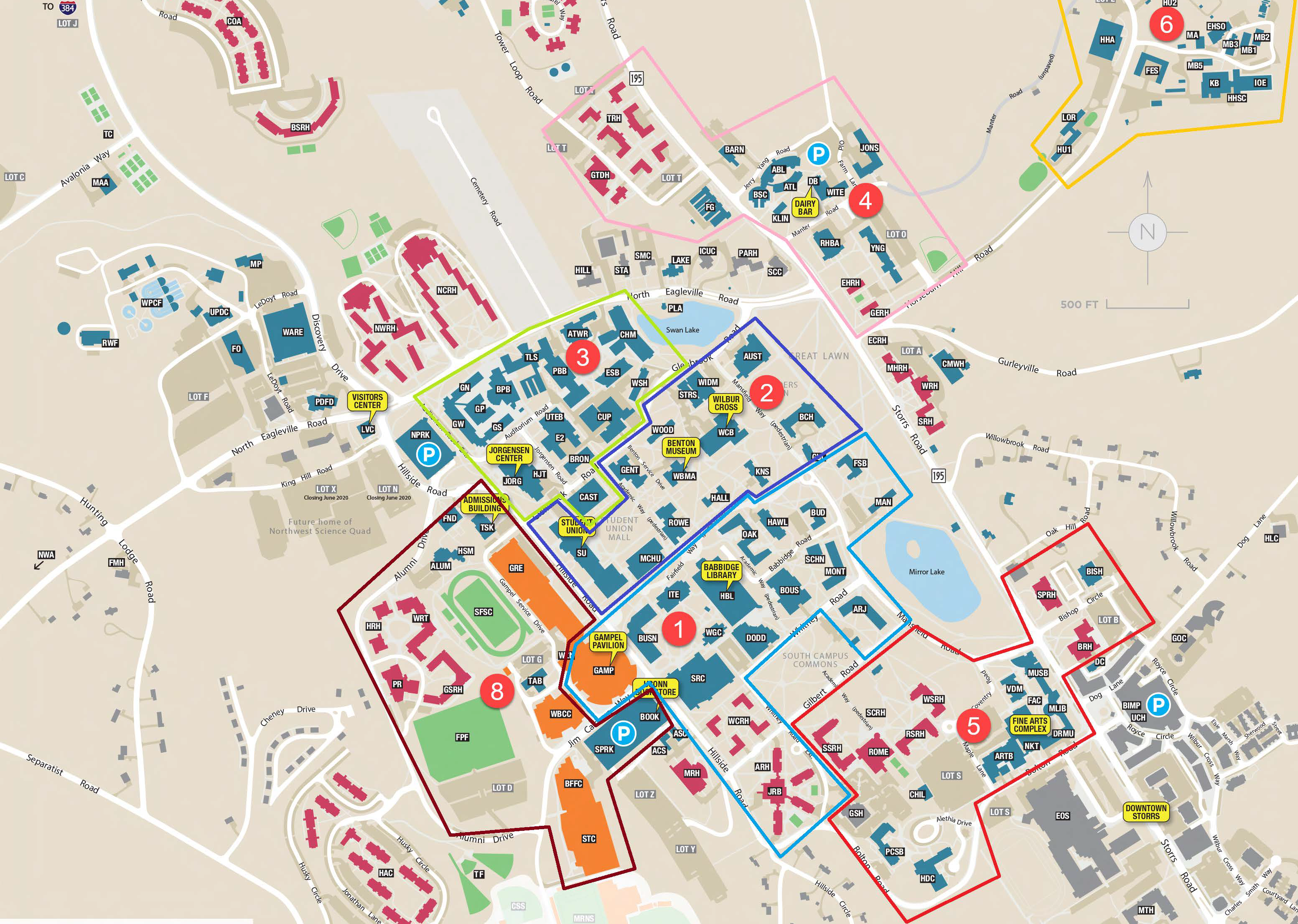 Map of Storrs academic areas